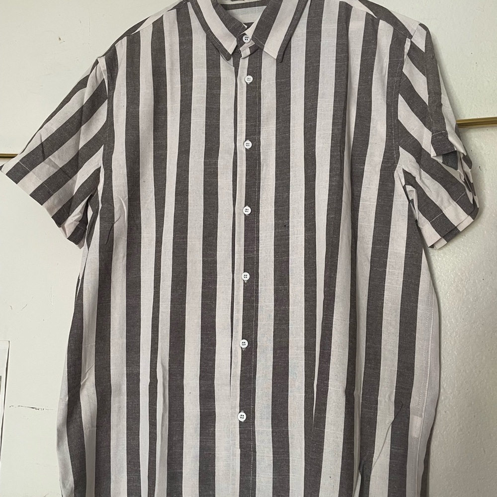 Gray striped button up shirt
